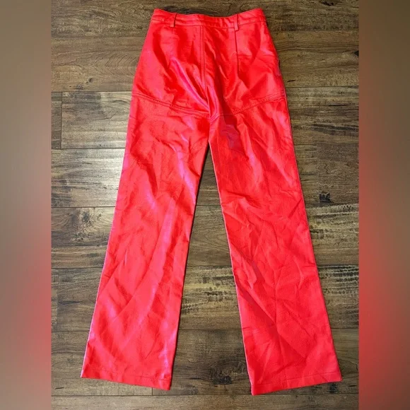 PRINCESS POLLY Faux Leather Vibrant Red Pants Size 2 - Picture 6 of 8